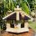 DARLUX Vogel Futter Haus L Futterstelle Sechseck Holz Vogelhaus Natur/ Dunkelbraun Vogelfutterhaus Wetterfest