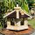 DARLUX Vogel Futter Haus L Futterstelle Sechseck Holz Vogelhaus Natur/ Dunkelbraun Vogelfutterhaus Wetterfest