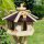 DARLUX Vogel Futter Haus L Futterstelle Sechseck Vogelhaus+Ständer Natur/ Dunkelbraun Vogelfutterhaus Wetterfest