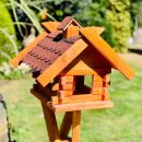 DARLUX Rechteckiges Vogelhaus L Vogel Futterstelle Haus + Ständer Braun/Rot