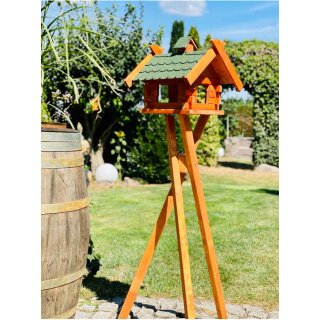 DARLUX Rechteckiges Vogelhaus L Vogel Futterstelle Haus + Ständer Braun/Grün