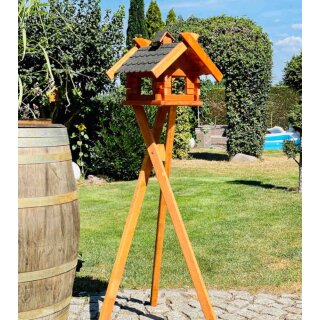 DARLUX Rechteckiges Vogelhaus L Vogel Futterstelle Haus + Ständer Braun/Schwarz