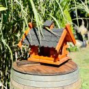 DARLUX Rechteckiges Vogelhaus L Vogel Futterstelle Haus + Ständer Braun/Schwarz