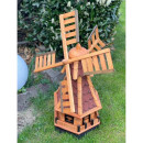 DARLUX Sechseck Garten-Windmühle XL aus Holz kugelgelagert Braun/Rot H-95 cm