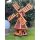 DARLUX Sechseck Garten-Windmühle XL aus Holz kugelgelagert Braun/Rot H-95 cm