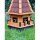 DARLUX Sechseck Garten-Windmühle XL aus Holz kugelgelagert Braun/Rot H-95 cm