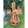 DARLUX Sechseck Garten-Windmühle XL aus Holz kugelgelagert Braun/Rot H-95 cm