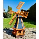 DARLUX Sechseck Garten-WindmühleXL  aus Holz kugelgelagert Braun/ Blau H-95 cm
