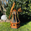 DARLUX Sechseck Garten-Windmühle XL aus Holz kugelgelagert Braun/Schwarz H-95 cm