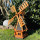 DARLUX Sechseck Garten-Windmühle XL aus Holz kugelgelagert Braun/Schwarz H-95 cm