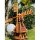 DARLUX  Sechseck Garten-Windmühle XXL aus Holz kugelgelagert Braun/Rot H-120 cm
