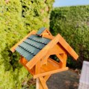 DARLUX Rechteckiges Vogel Futter Haus XL Futterstelle Holz Vogelhaus Braun/ Grün