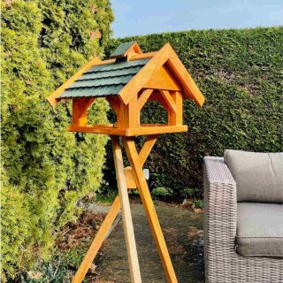 DARLUX Rechteckiges Vogel Futter Haus XL Futter-Vogelhaus+Ständer Braun/Grün