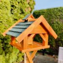 DARLUX Rechteckiges Vogel Futter Haus XL Futter-Vogelhaus+Ständer Braun/Grün