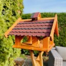 DARLUX Rechteckiges Vogel Futter Haus XL Futterstelle Holz Vogelhaus Braun/ Rot