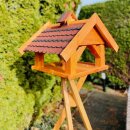 DARLUX Rechteckiges Vogel Futter Haus XL Futter-Vogelhaus+Ständer Braun/ Rot