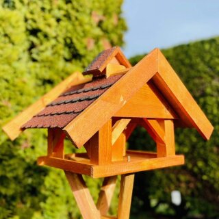 DARLUX Rechteckiges Vogel Futter Haus L Futterstelle Holz Vogelhaus Braun/Rot