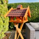 DARLUX Rechteckiges Vogel Futter Haus L Futterstelle Holz Vogelhaus Braun/Rot