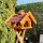 DARLUX Rechteckiges Vogel Futter Haus L Futterstelle Holz Vogelhaus Braun/Rot