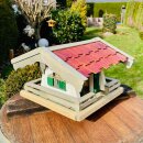 DARLUX Rechteckiges Vogel Futter Haus L Futterstelle aus Holz Vogelhaus Rotbraun