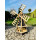 DARLUX Sechseck Garten-Windmühle XL kugelgelagert Holz Natur/Schwarz H-91 cm
