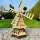 DARLUX Sechseck Garten-Windmühle XL kugelgelagert Holz Natur/Geflammt H-91 cm