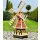 DARLUX Sechseck Garten-Windmühle XL kugelgelagert Holz Natur/Rotbraun H-91 cm