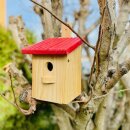 DARLUX Garten Flachdach Nistkasten Brutstätte für kleine Singvögel Holz Natur/ Rot Wetterfest