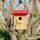 DARLUX Garten Flachdach Nistkasten Brutstätte für kleine Singvögel Holz Natur/ Rot Wetterfest