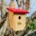 DARLUX Garten Flachdach Nistkasten Brutstätte für kleine Singvögel Holz Natur/ Rot Wetterfest