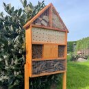 DARLUX Garten Holz Insektenhotel XL Wildbienen-Nisthilfe Insektenhaus Braun Artgerecht Freistehend