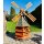DARLUX Sechseck Doppelstock-Garten-Windmühle aus Holz Braun/Grün Höhe 140 cm