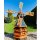 DARLUX Sechseck Doppelstock-Garten-Windmühle aus Holz Braun/Blau Höhe 140 cm