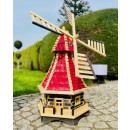 DARLUX Sechseck Holz Garten-Windmühle kugelgelagert XXL Natur/ Rot H=115 cm