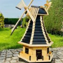 DARLUX Sechseck Holz Garten-Windmühle XXL Natur/  Schwarz Lamelle H=120 cm