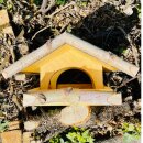 DARLUX Rechteckiges Vogel Futter Haus L Futterstelle aus Holz Vogelhaus Schwarz