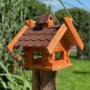 DARLUX Rechteckiges Vogelhaus M Futterstelle Haus Braun/ Rot