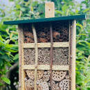 DARLUX Holz Insektenhotel XL Wildbienen-Nisthilfe Insektenhaus Natur / Grün