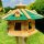 DARLUX Vogel Futter Haus L Sechseck Vogelhaus Futterspender Holz Natur/ Grün