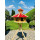 Vogel Futter Haus XXL Sechseck Futterstelle Holz Vogelhaus+ Ständer Natur/ Rot