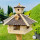 Vogel Futter Haus XXL Sechseck Futterstelle aus Holz Vogelhaus Natur/Dunkelbraun