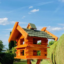 DARLUX Rechteckige Vogelvilla XL Doppelstock Vogelhaus aus Holz Braun/ Grün