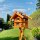 DARLUX Rechteckige Vogelvilla XL Doppelstock Vogelhaus + Ständer Holz Braun/ Rot Garten Vogelfutterhaus Wetterfest