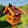 DARLUX Rechteckige Vogelvilla XL Doppelstock Vogelhaus + Ständer Holz Braun/ Rot Garten Vogelfutterhaus Wetterfest