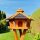 DARLUX Vogel Futter Haus L Sechseck Holz Vogelhaus + Ständer Braun/ Schwarz