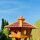 DARLUX Vogel Futter Haus XL Sechseck Holz Vogelhaus Futterstelle Braun/ Rot Garten Vogelfutterhaus Wetterfest