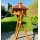 DARLUX Vogel Futter Haus XL Sechseck Holz Vogelhaus + Ständer Braun/ Rot Garten Vogelfutterhaus Wetterfest