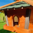 DARLUX Vogel Futter Haus L Sechseck Holz Vogelhaus Futterstelle Braun/ Grün