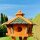 DARLUX Vogel Futter Haus L Sechseck Holz Vogelhaus Futterstelle Braun/ Grün