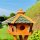 DARLUX Vogel Futter Haus L Sechseck Holz Vogelhaus Futterstelle Braun/ Grün